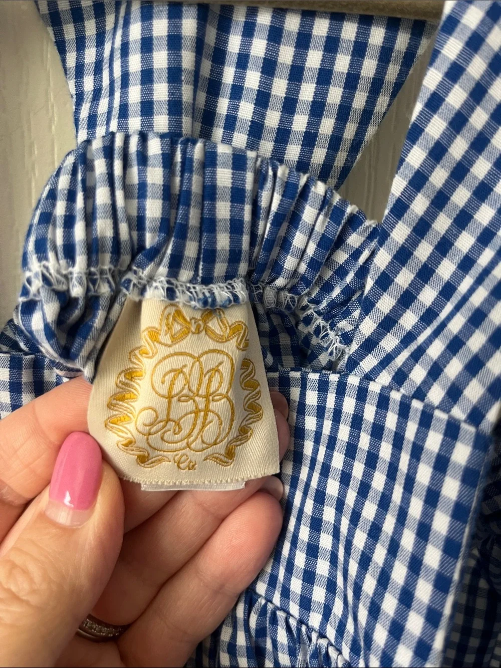 The Beaufort Bonnet Company Blue and White Gingham Bubble One-Piece 3T